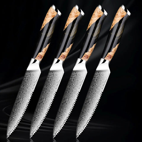 Kiba Damascus Steak Knife Bundle