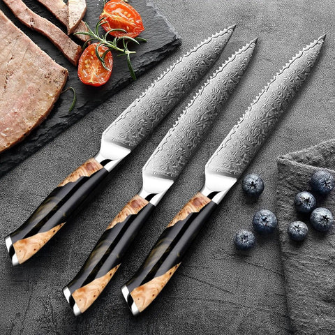 Kiba Damascus Steak Knife Bundle